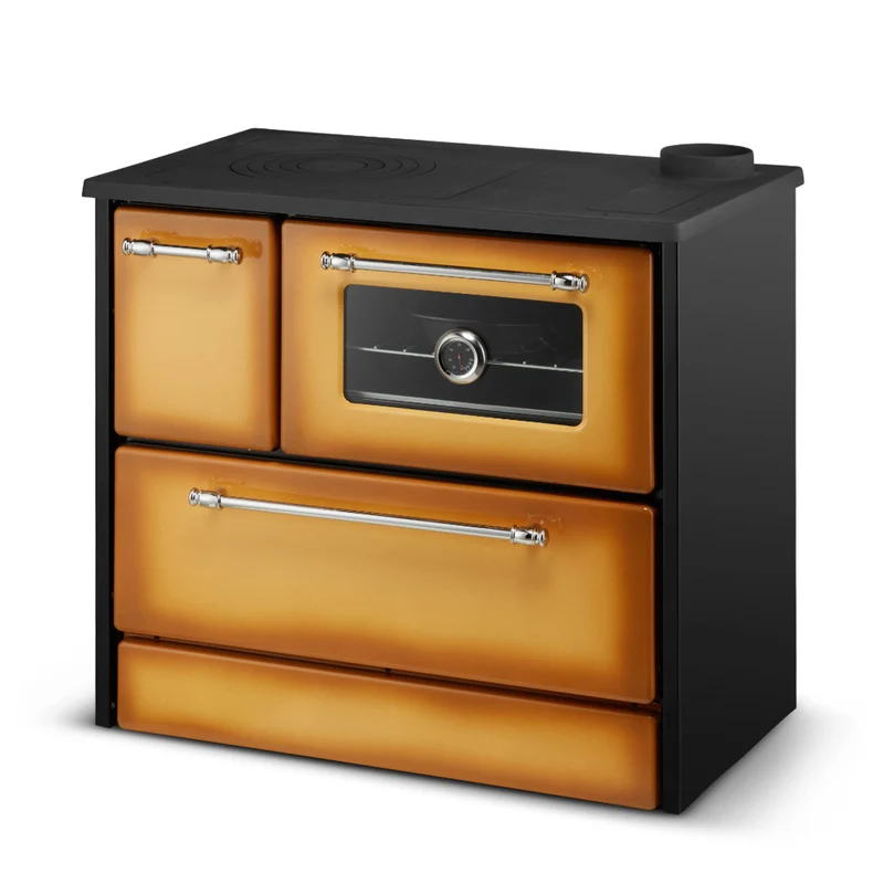 Cucina Stufa a Legna 9 kW 87x51x79 cm Beatrice in Acciaio e Ghisa Cappuccino