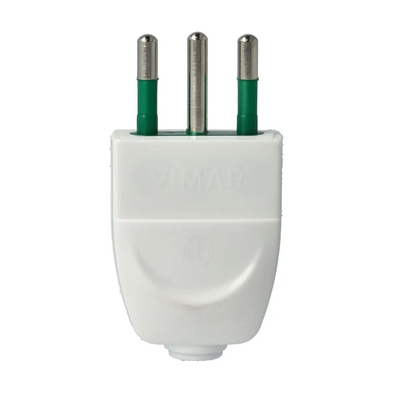 VIMAR 00201.B - Spina 2P+T 10 A 250V standard italiana, tipo S11, bianca, Vimar SUPER NOVA