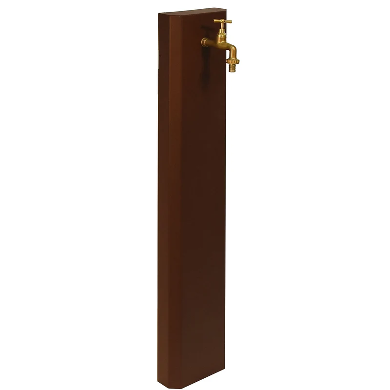 Fontana a Muro da Giardino Con Rubinetto 18x6x100 cm In Acciaio Effetto Corten