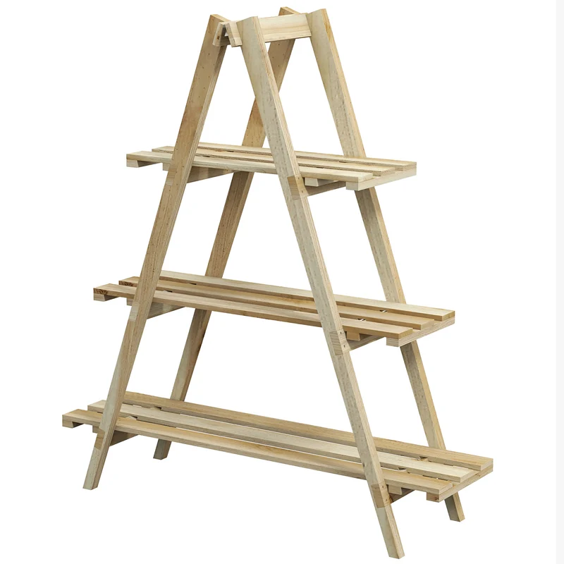 Portapiante Verticale 3 Livelli 100x36x112 cm a Doghe in Abete Color Legno