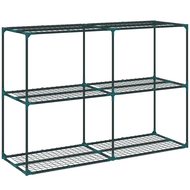 Portapiante a 3 Livelli Aperti 143x48x100 cm in Acciaio e Plastica Verde Scuro