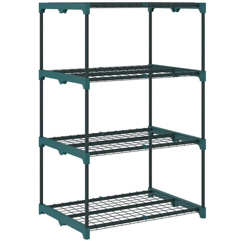 Portapiante a 4 Livelli Aperti 67x49x105 cm in Acciaio e Plastica Verde Scuro