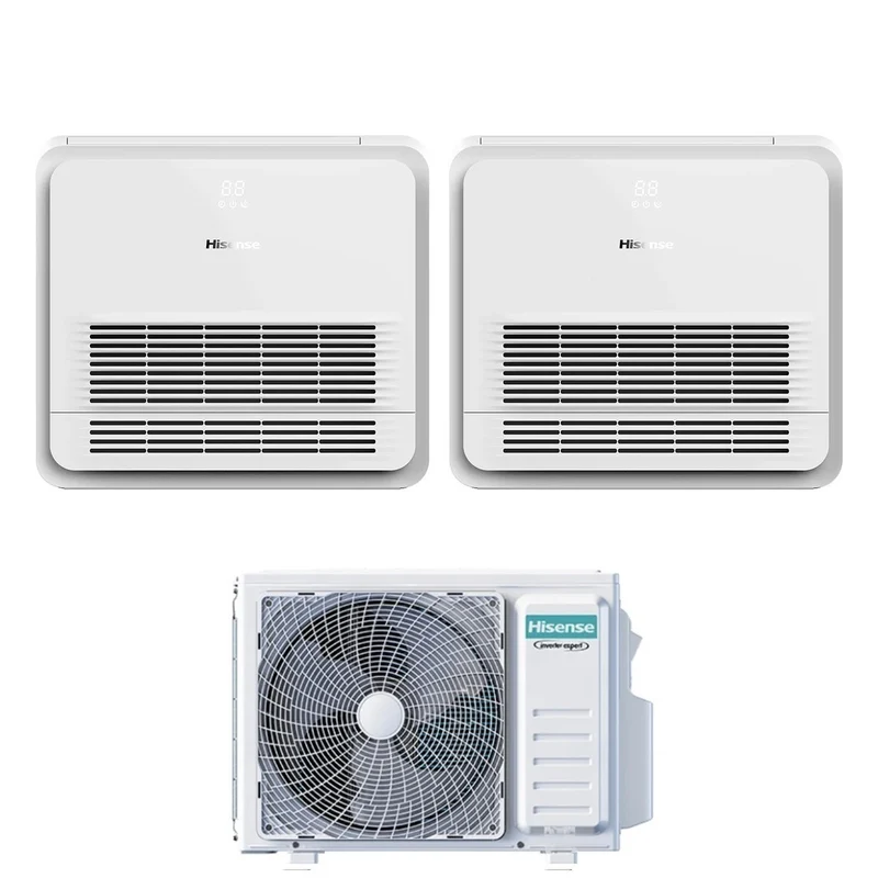 Condizionatore Dual Split Console Hisense 12+12 con 2AMW52U4RXC R-32 Wi-Fi Optional con Telecomando di Serie
