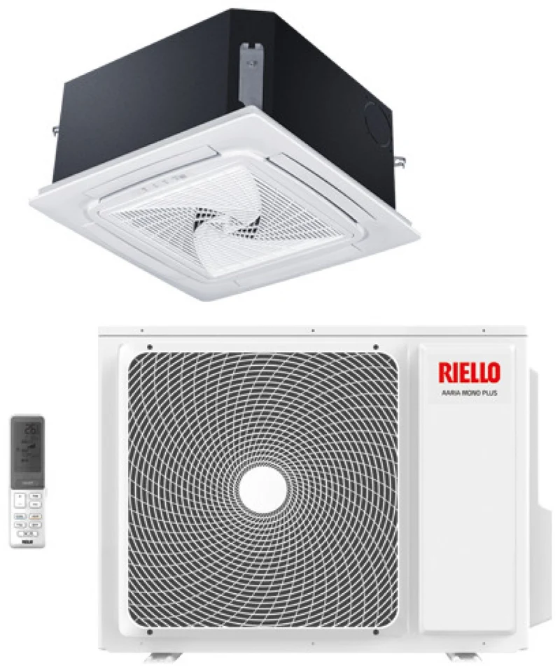 Condizionatore a Cassetta 4 Vie 90x90 Riello 36000 Btu AARIA PRO P AMK 100 P R-32 con Pannello e Telecomando inclusi