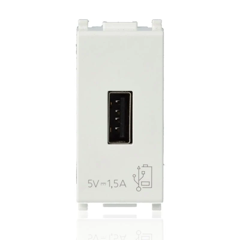 VIMAR 14292 - Unità alimentazione USB 5V1,5A 1M Bianco (Plana)