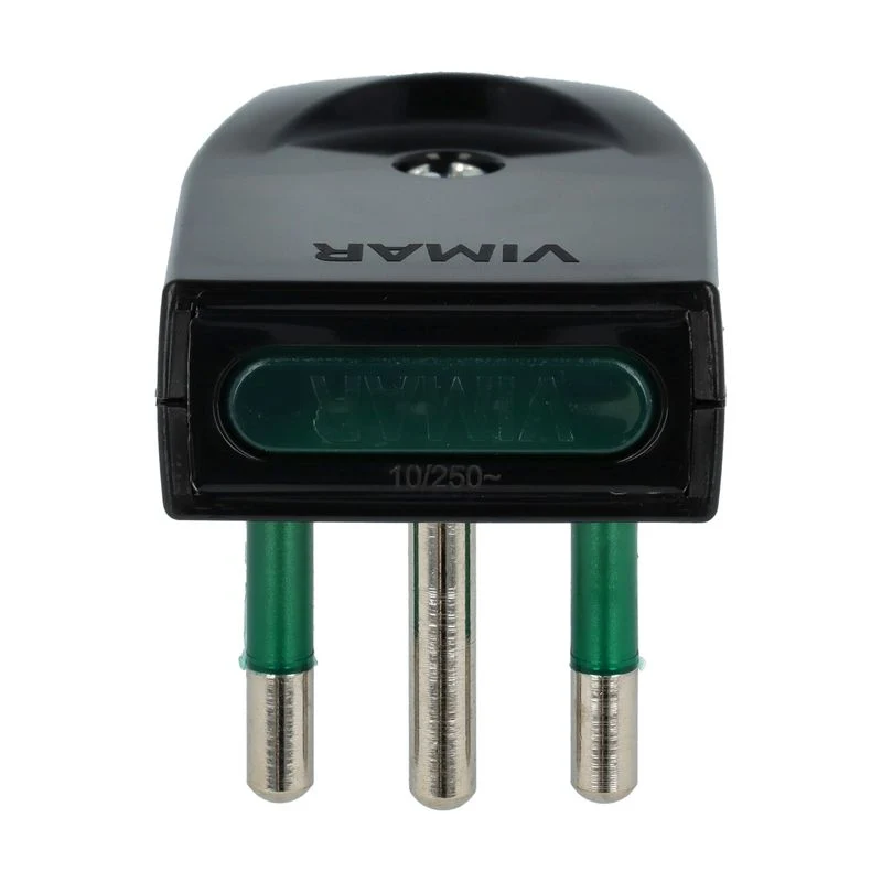 VIMAR 00203 - Spina 2P+T10A con spinotti orientabili, di tipo S11-SPB11, nera