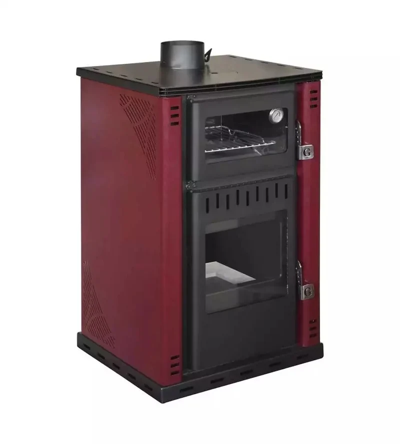 Stufa A Legna Con Forno 27,6Kw Termostufa boiler 38lt Elsa Rossa