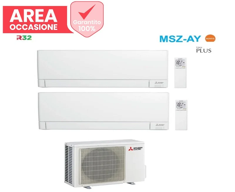 AREA OCCASIONI Climatizzatore Condizionatore Mitsubishi Electric Dual Split Inverter Linea Plus serie MSZ-AY 9+9 con MXZ-2F33VF R-32 Wi-Fi Integrato 9000+9000