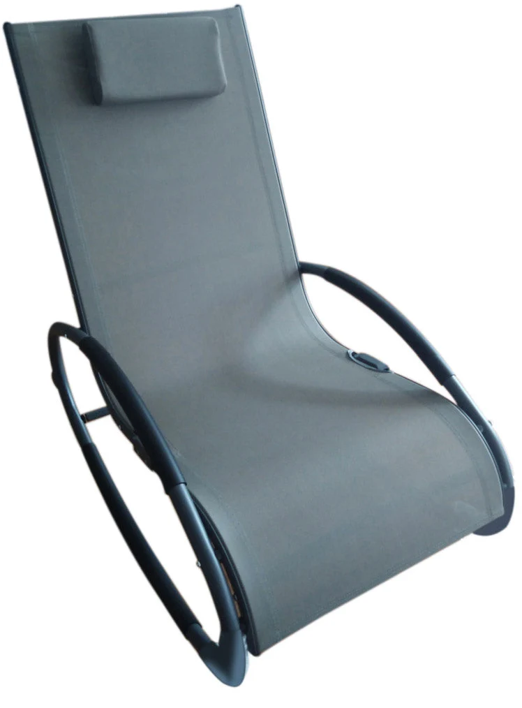 Sedia a Dondolo da Giardino 113x62x58 cm in Metallo e Textilene Grigio