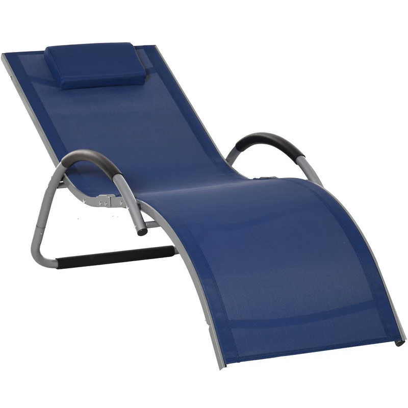 Easycomfort Lettino Prendisole in Alluminio, Sedia Sdraio da Giardino in Textilene con Poggiatesta Rimovibile