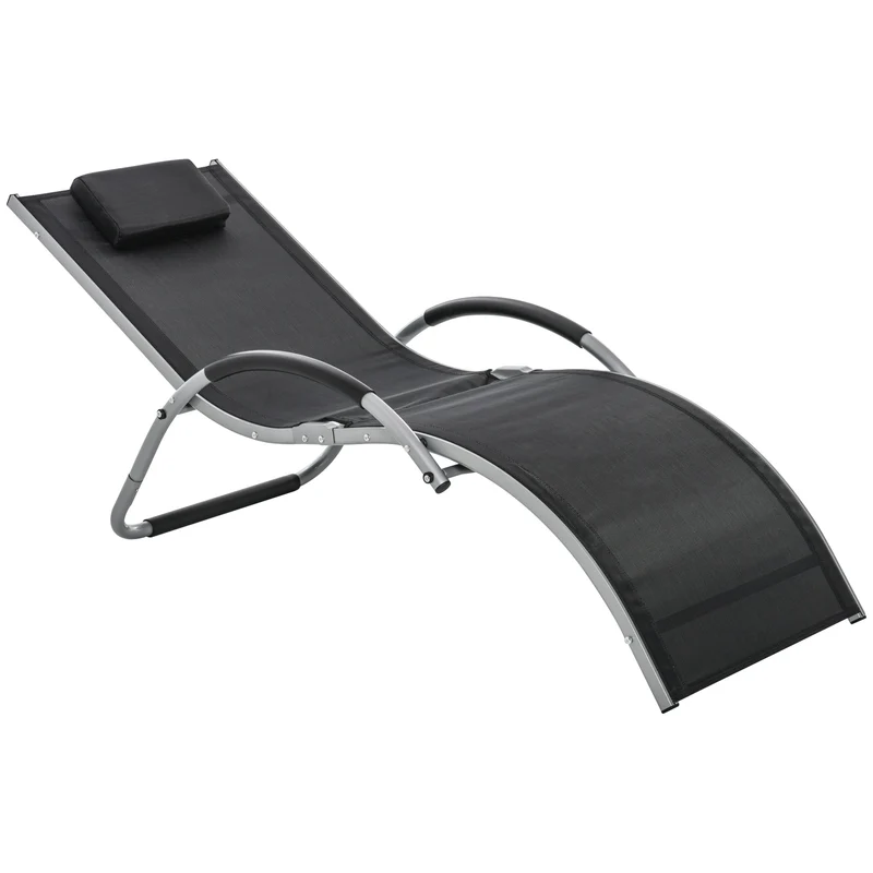 Easycomfort Lettino Prendisole in Alluminio, Sedia Sdraio da Giardino in Textilene con Poggiatesta Rimovibile