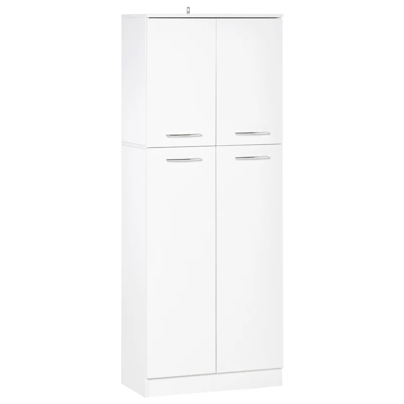 Easycomfort Mobile Dispensa Multiuso con 2 Armadietti e Mensole Regolabili, MDF, 59x31x155cm, Bianco