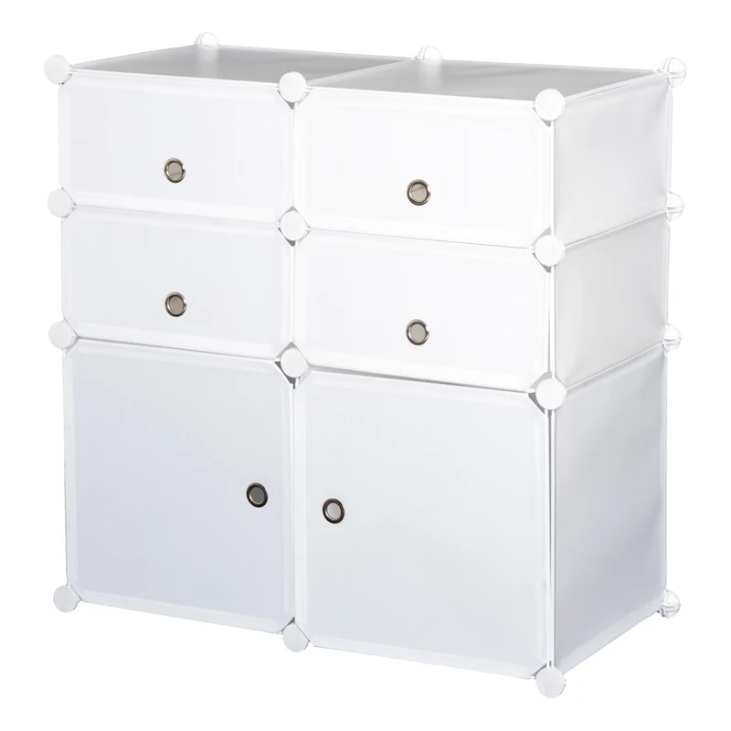 Easycomfort Armadio Modulare Scarpiera in Plastica Guardaroba Scaffale Portascarpe 75×37×73cm Bianco