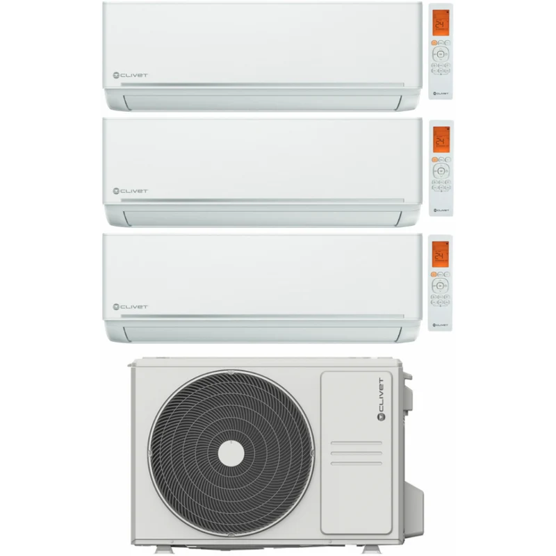 Climatizzatore Condizionatore Clivet Trial Split Inverter EZCool 9000+9000+12000 btu con MU2-Y79M Wi-Fi Optional 9+9+12