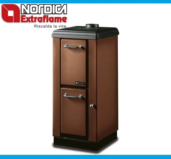 STUFA A LEGNA LA NORDICA EXTRAFLAME modello MIGNON 4 kW MARRONE IN ACCIAIO E GHISA