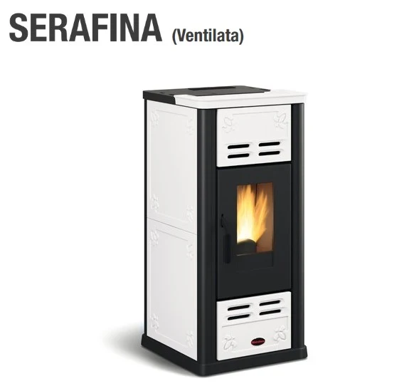 Stufa a Pellet La Nordica Extraflame Modello SERAFINA 7,1 kW Colore Bianca Telecomando Optional