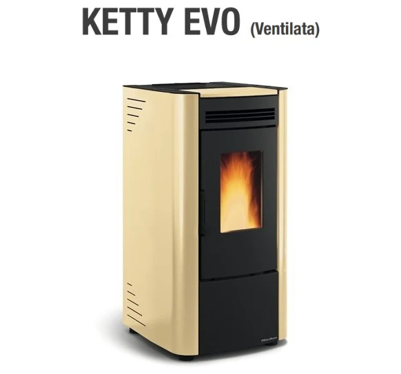 Stufa a Pellet La Nordica Extraflame Modello KETTY EVO 6,5 kW Colore Pergamena Telecomando Optional