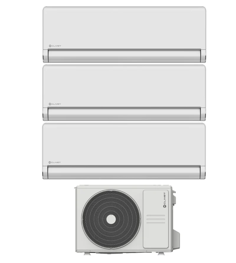 Climatizzatore Condizionatore Clivet Trial Split Inverter Schiara 2 9000+9000+9000 btu con MU2-Y79M Wi-Fi Integrato 9+9+9