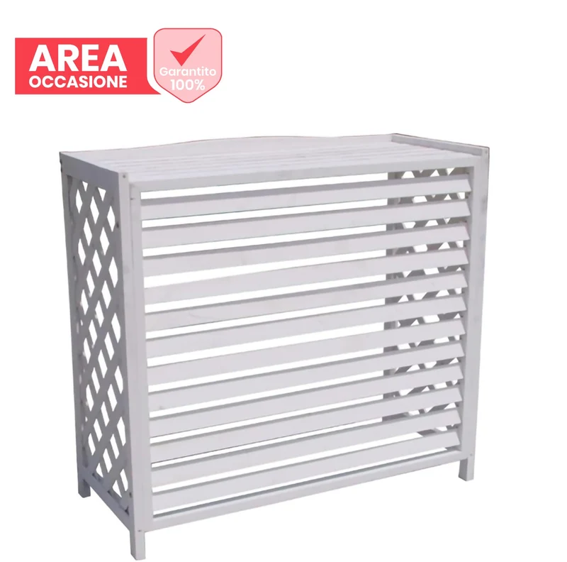 AREA OCCASIONI 2242 Copertura Copri Unità Esterna Condizionatore In Legno Bianco 103x52x90 per condizionatori Dual/Trial e 18000/24000 btu