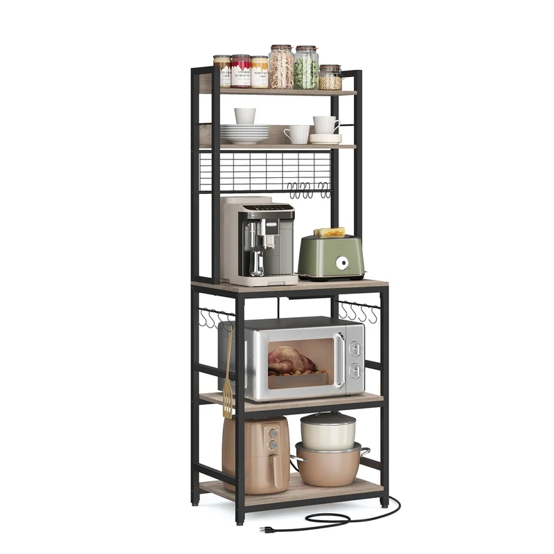 Scaffale da Cucina con Prese Ganci per Microonde