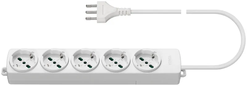 Multipresa Vimar a 5 Prese Universali con Cavo 2m 2P+T 16A Bianco/Nero – 01294.CC