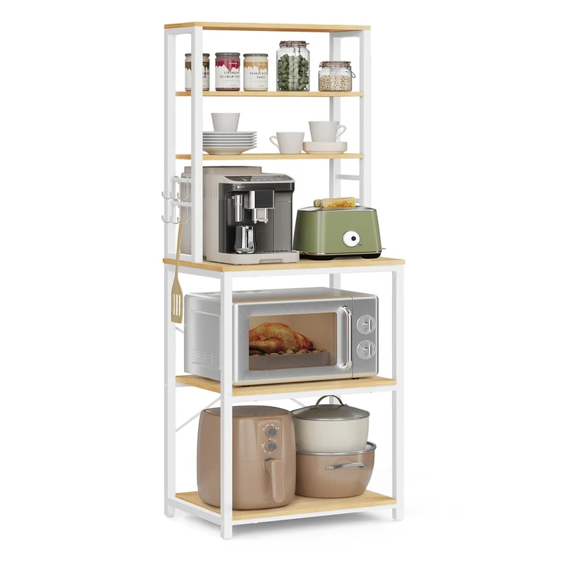 Scaffale da Cucina per Forno a Microonde con Ganci
