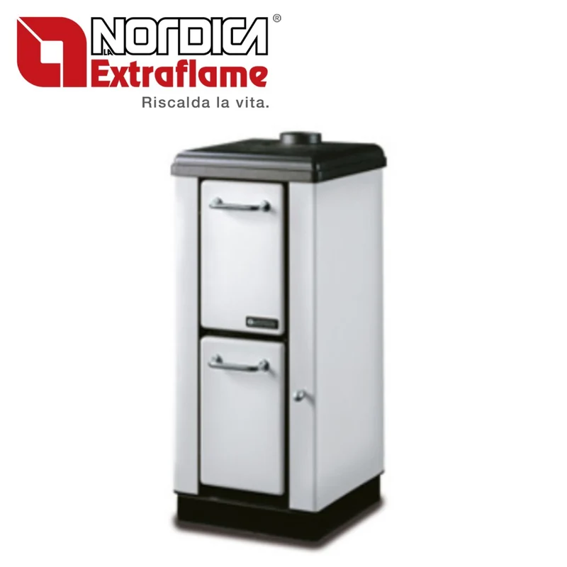 STUFA A LEGNA LA NORDICA EXTRAFLAME modello MIGNON 4 kW BIANCA IN ACCIAIO E GHISA