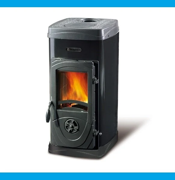 STUFA A LEGNA IN ACCIAIO E GHISA FUOCO CONTINUO LA NORDICA EXTRAFLAME MOD. SUPER JUNIOR 5 kW NERO
