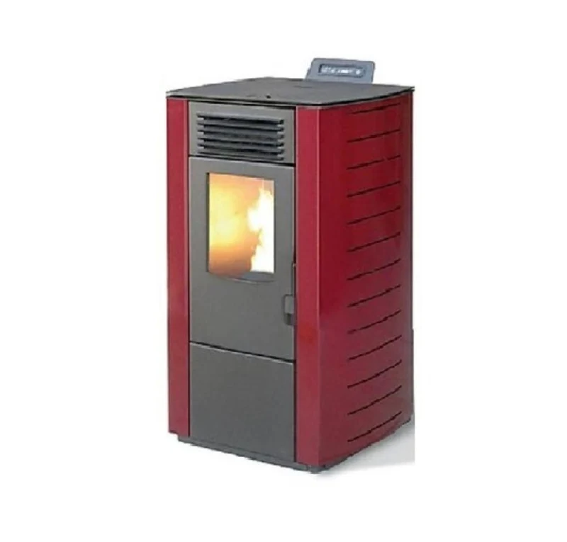 Stufa a Pellet 10 kW Modello KING 118 Bordeaux Per Ambienti Fino a 100 MQ - New