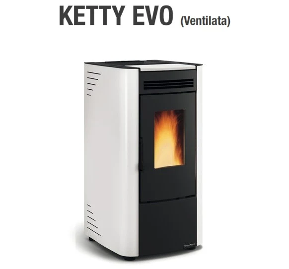 Stufa a Pellet La Nordica Extraflame Modello KETTY EVO 6,5 kW Colore Bianca Telecomando Optional