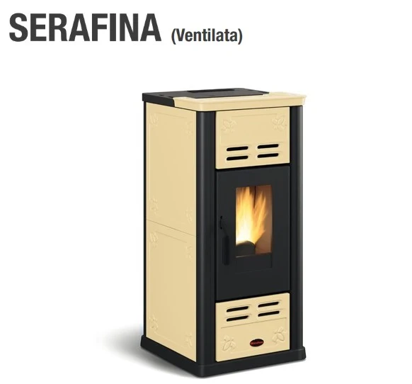 Stufa a Pellet La Nordica Extraflame Modello SERAFINA 7,1 kW Colore Pergamena Telecomando Optional