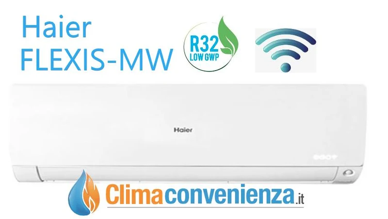 Unità Interna a Parete Haier Inverter serie FLEXIS WHITE MW 7000 BTU AS20S2SF1FA-MW R-32 Wi-Fi Integrato Colore Bianco