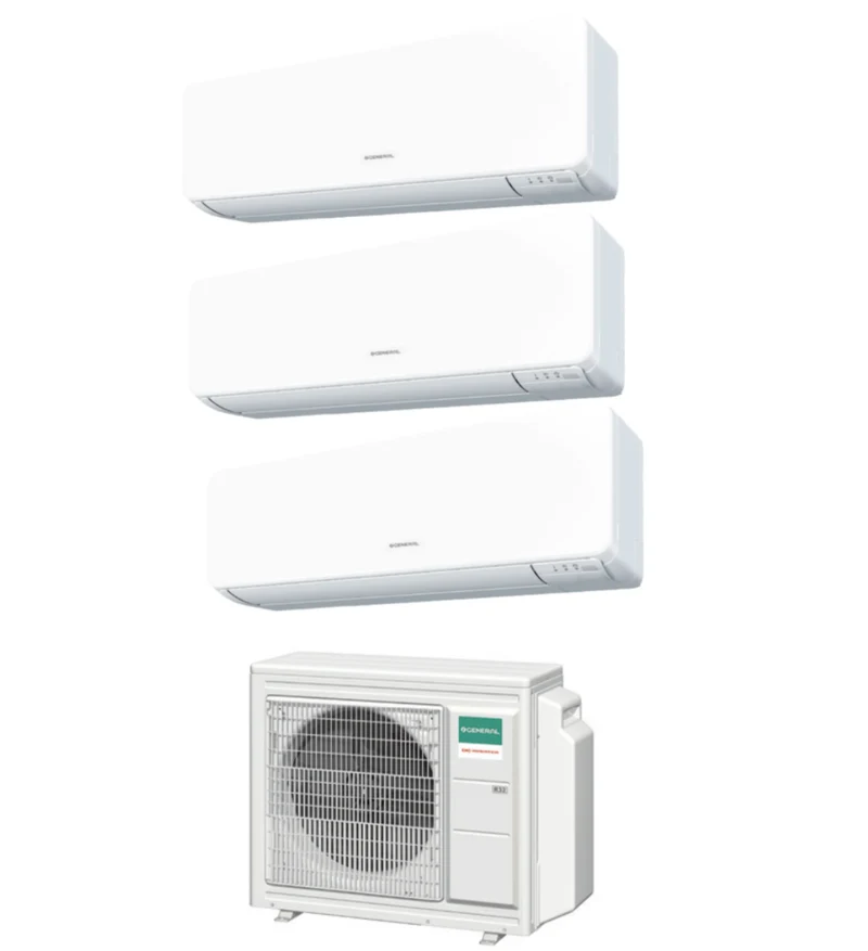 Climatizzatore Condizionatore General Fujitsu Trial Split Inverter KMTB / KMCC 9+9+12 btu con AOHG18KBTA3 R-32 9000+9000+12000 - Novita'