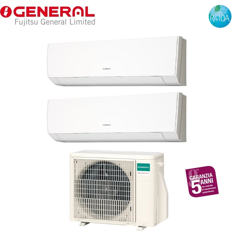 Climatizzatore Condizionatore General Fujitsu Dual Split Inverter serie LMCA 9+9 con AOHG18LAC2 R-410 9000+9000