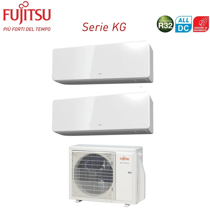 Climatizzatore Condizionatore Fujitsu Dual Split Inverter serie KG 12+12 con AOHG18KBTA2 R-32 Wi-Fi Optional 12000+12000
