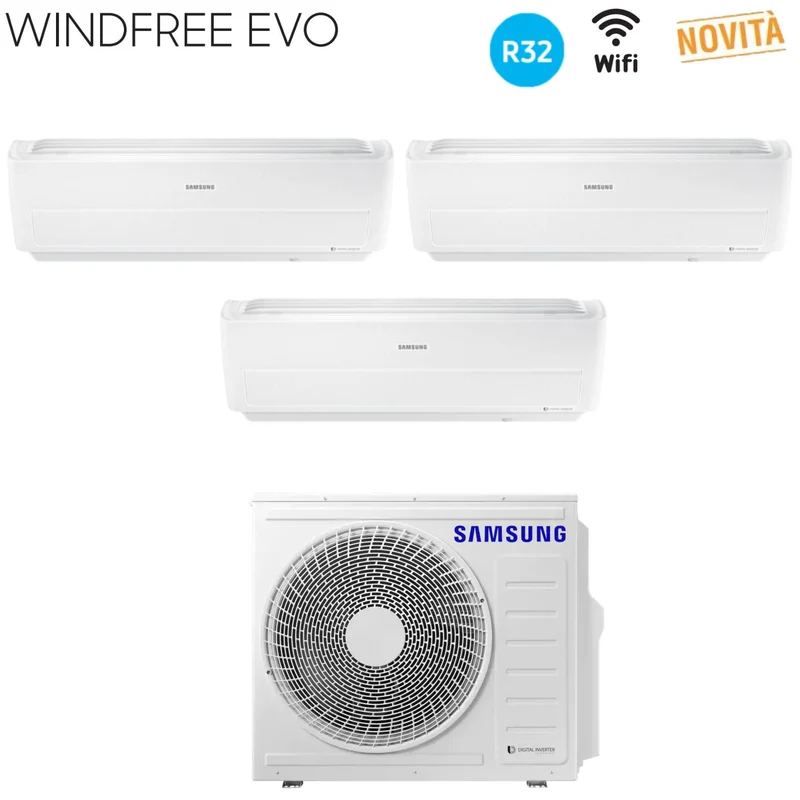 Climatizzatore Condizionatore Samsung Trial Split Inverter serie WINDFREE EVO 9+9+12 con AJ068RCJ R-32 Wi-Fi Integrato 9000+9000+12000 - Novità 2019