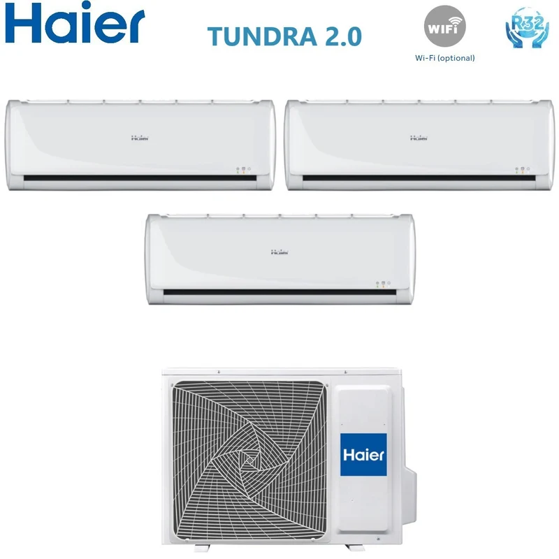 Climatizzatore Condizionatore Haier Trial Split Inverter serie TUNDRA 2.0 7+7+7 con 3U70S2SR2FA R-32 Wi-Fi Optional 7000+7000+7000 - Novità