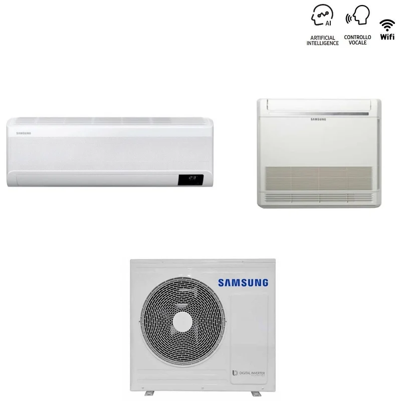 Climatizzatore Condizionatore Samsung Dual Split Inverter serie CEBU 9000 + Console 12000 con AJ050TXJ2KG R-32 Wi-Fi Integrato 9+12