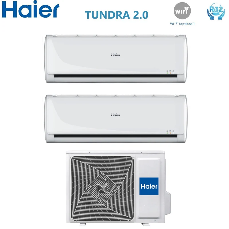 Climatizzatore Condizionatore Haier Dual Split Inverter serie TUNDRA 2.0 9+12 con 2U40S2SC1FA R-32 Wi-Fi Optional 9000+12000 - Novità