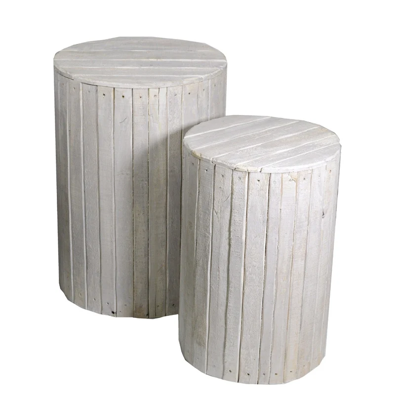 Set 2 Portapiante in Legno ø49H70cm Bianco