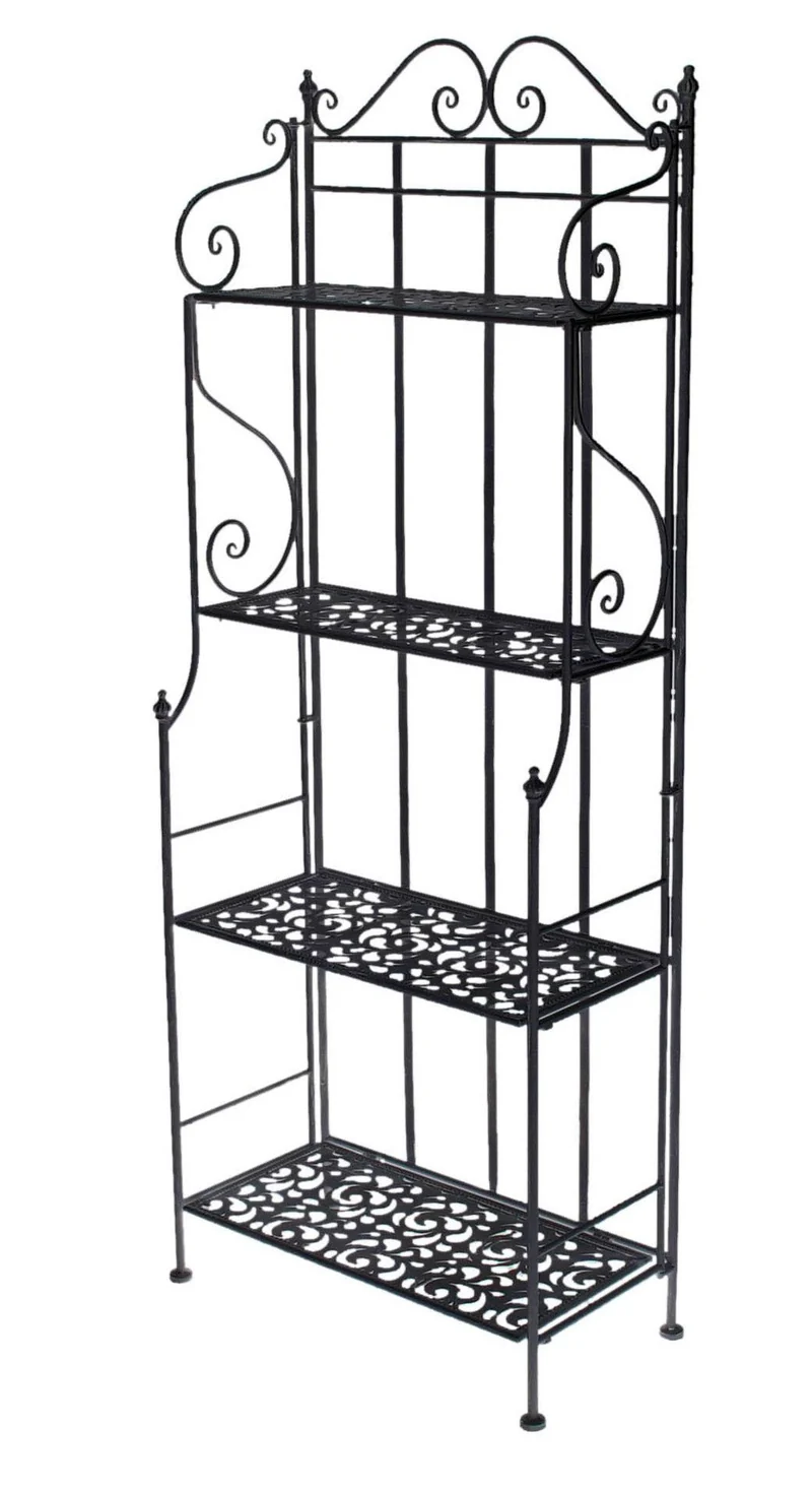 Scaffale per Piante in Metallo 4 Piani 59x29H158cm Jessica Nero