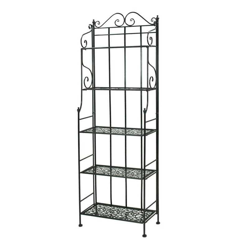 Scaffale per Piante in Metallo 5 Piani 60x28H180cm Jessica Nero