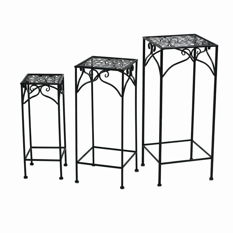 Set 3 Portapiante in Metallo 30x30H73cm Jessica Nere