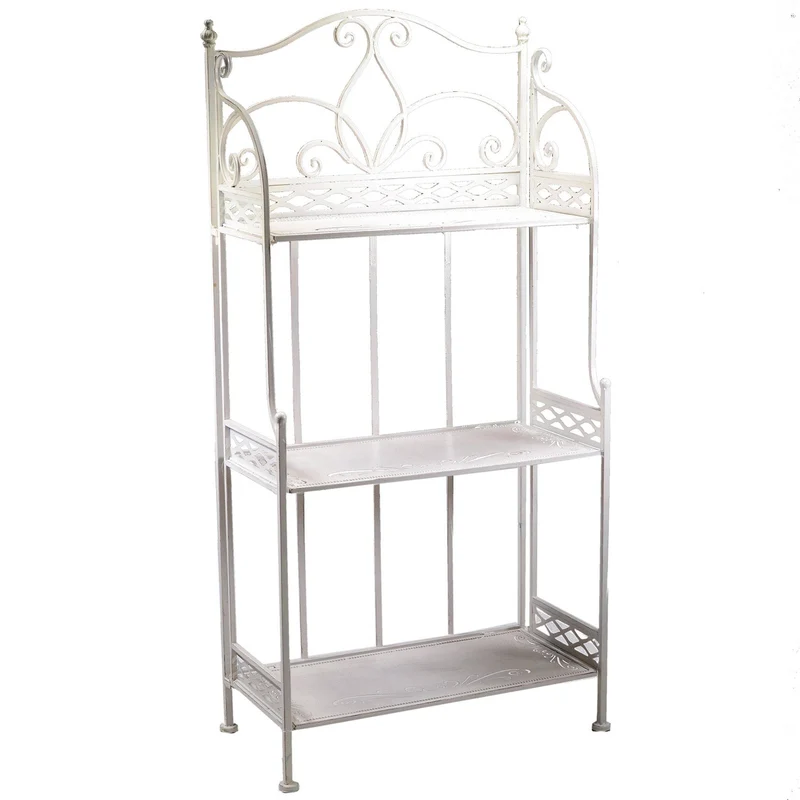 Scaffale per Piante in Metallo 3 Piani 59x31H124cm Aprilia Beige