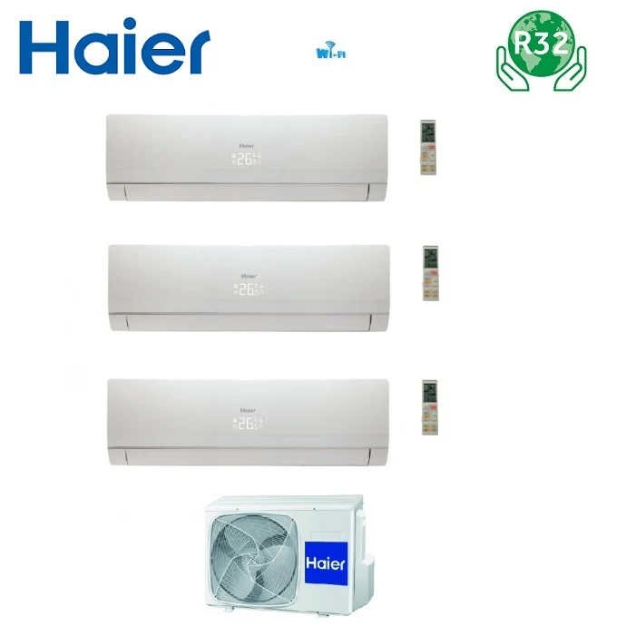 CLIMATIZZATORE CONDIZIONATORE HAIER TRIAL SPLIT INVERTER serie NEBULA GREEN WHITE 9+9+12 con 3U52S2SG1FA Wi-Fi R-32 9000+9000+12000