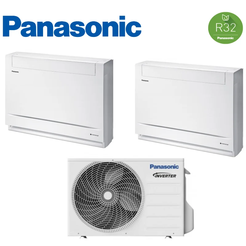 Condizionatore Panasonic Dual Split Console Da Pavimento 9+12 Btu Con CU-2Z50TBE Gas R-32 9000+12000 Wi-Fi Optional