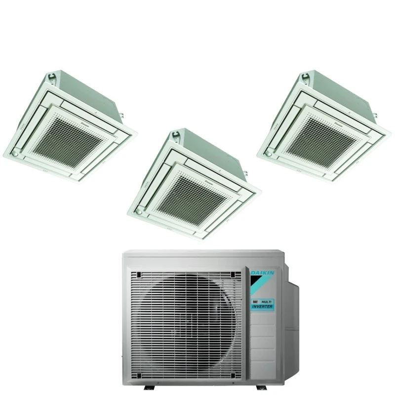 Climatizzatore Condizionatore Daikin Bluevolution Inverter Trial Split a Cassetta FFA-A 9+9+12 con 3MXM68N R-32 Wi-Fi Optional Con Griglia Bianca Inclusa 9000+9000+12000 - Garanzia Italiana