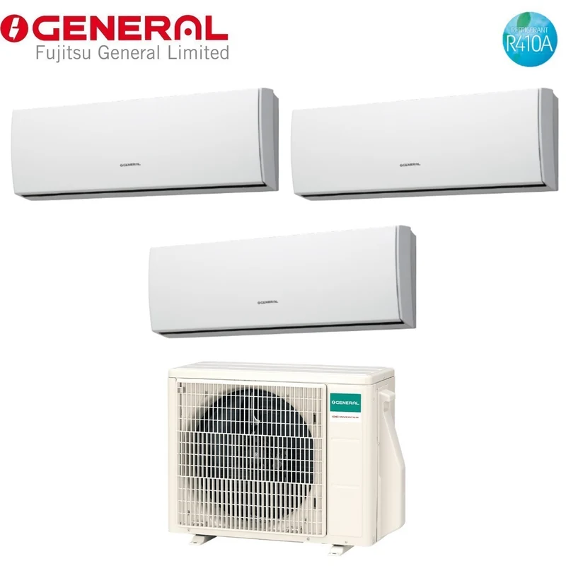 Climatizzatore Condizionatore General Fujitsu Trial Split Inverter serie LUCA 9+9+12 con AOHG24LAT3 R-410 9000+9000+12000