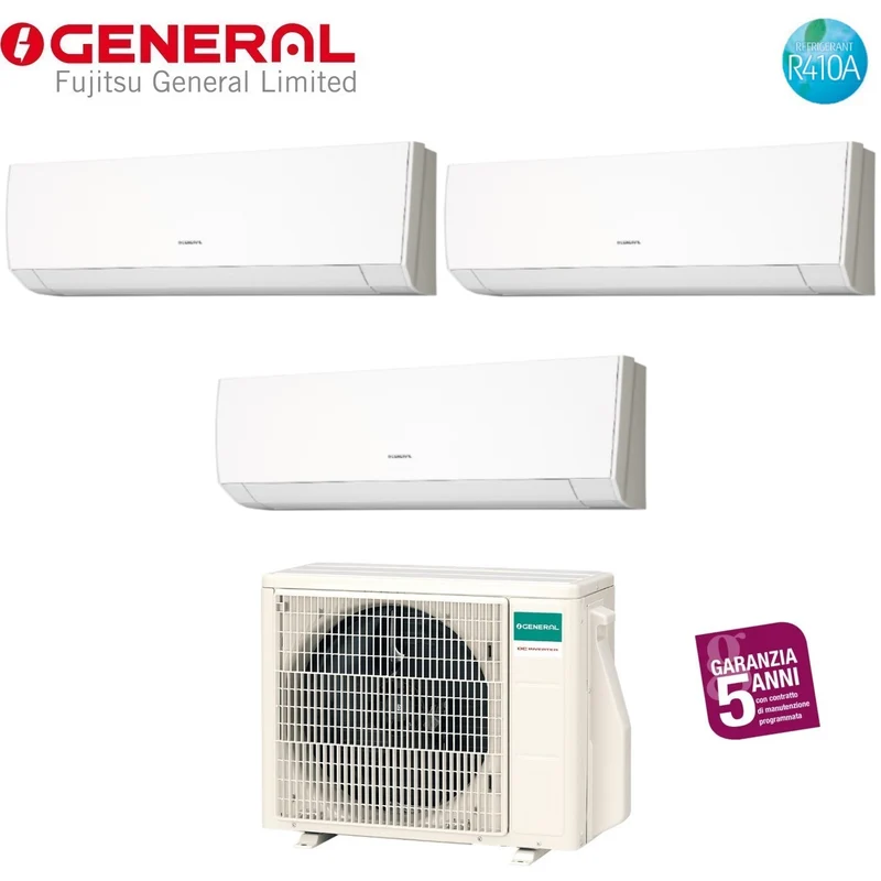 Climatizzatore Condizionatore General Fujitsu Trial Split Inverter serie LMCA 9+9+14 con AOHG24LAT3 R-410 9000+9000+14000
