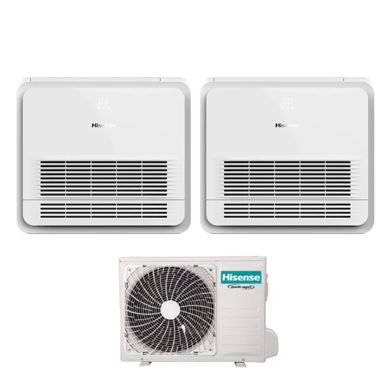 Climatizzatore Condizionatore Hisense Dual Split Console 9+9 con 2AMW50U4RXA R-32 Wi-Fi Optional Telecomando di Serie Incluso 9000+9000